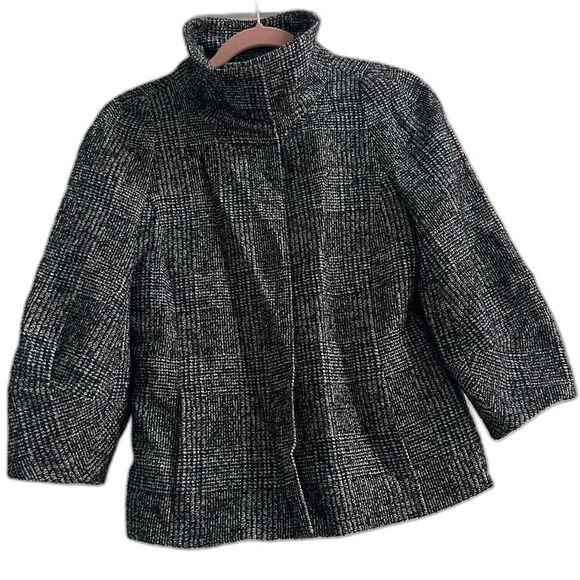 Ann Taylor Tweed Cropped Sleeve Wool Blend Plaid Blazer Women’s Small Chic - Picture 4 of 9